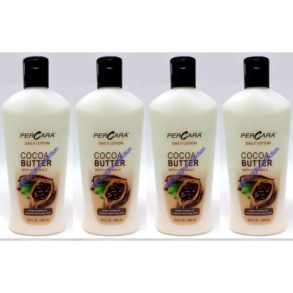 ( 4 Bottles ) P.Cara. Cocoa Butter Daily Skin Lotion w/ Vit E 20 Oz Ea Brand New