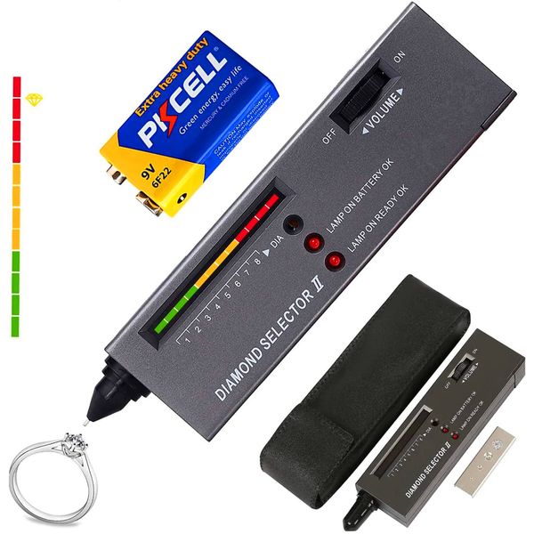 High Accuracy Diamond Tester Pen,Professional Jewelry Diamond Tester,Diamond Selector for Novice and Expert, Thermal Conductivity Meter-9V Battery Included(Diamond Tester)