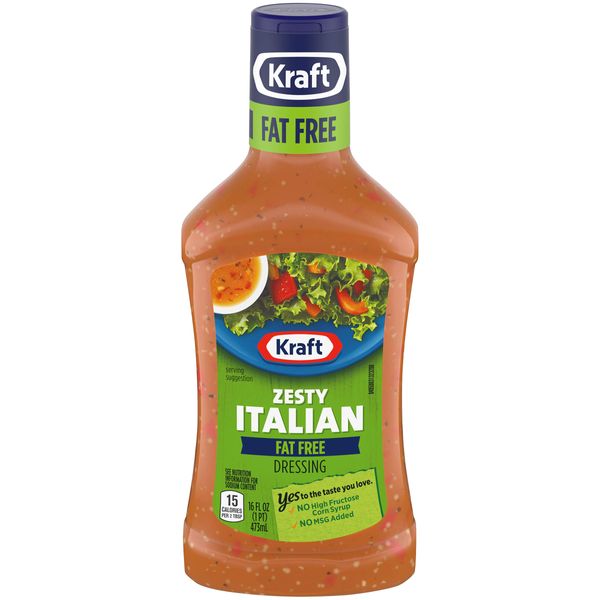 Kraft Salad Dressing, Fat Free Zesty Italian, 16 oz