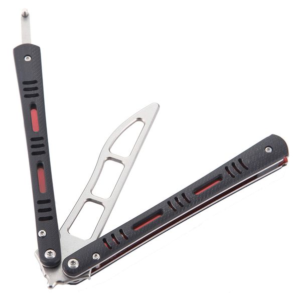 Folding Tactical Trainer Practice Butterfly Knife Bladeless Black Arc Head G10 Material Handle