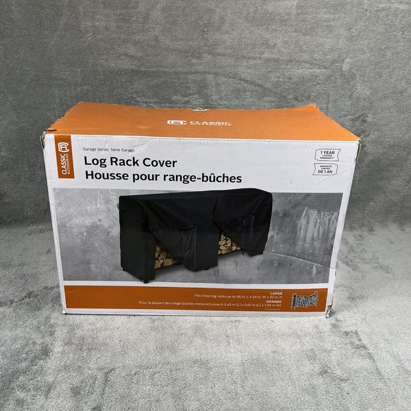 Classic Accessories Large 8ft. Firewood Log Rack Cover NEW Black