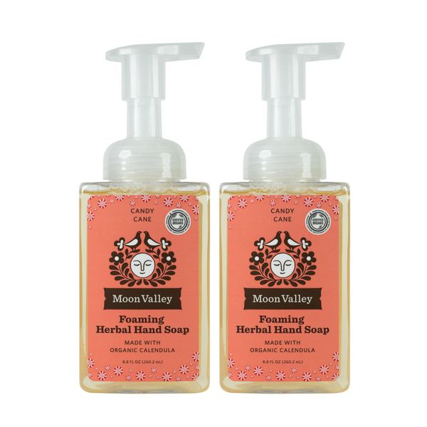 Moon Valley Herbal Foaming Hand Soap, Vegan (Candy Cane, Recyclable Bottle)