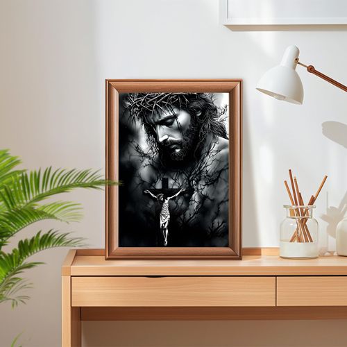 Lxmsja Jesus Cross Diamond Art Kits for Adults, Crown Thorns Diamond Painting Kits for Beginners, 5D DIY Full Drill Gem Art Crafts for Adults, Home Wall Decor 12x16 inch