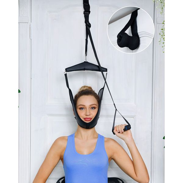 Cervical Neck Traction Device Over Door for Home Use, Portable Neck Stretcher Hammock for Neck Pain Relief, Physical Therapy AIDS for Neck Decompressor.