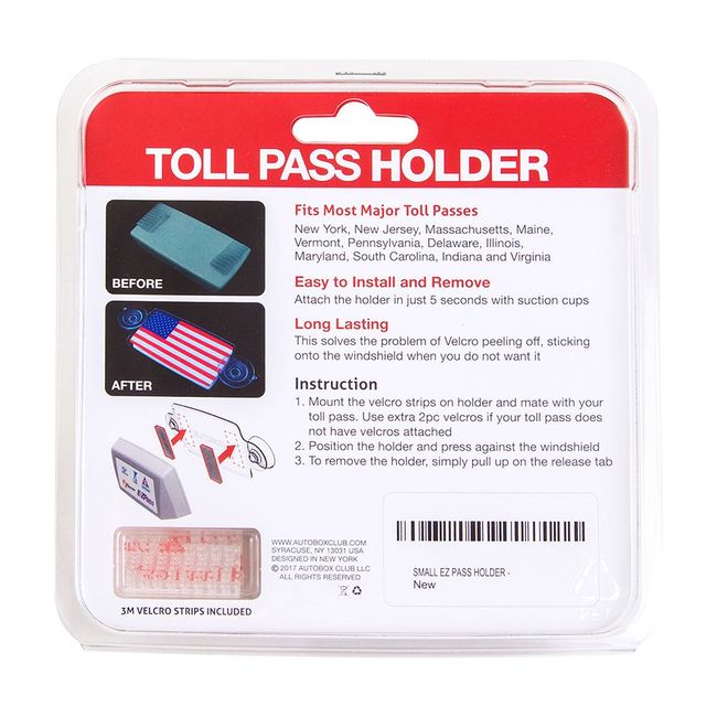  AUTOBOXCLUB EZ Pass Holder, IPass Holder/Toll Pass Holder for  Most US States/Toll Pass Windshield Mount/Easy to Install and Remove/with  4pcs Toll Pass Mounting Strips/UV-Protective (BLACK, 1 PACK) : Automotive
