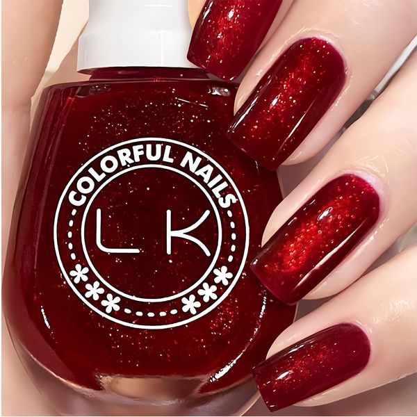 ASMAYSA Red Glitter Nail Polish, Air Dry Nail Polish for Girls, Red Sparkle Nail Polish, High Pigmented Red Glitter Nail Polish Quick Dry for Nail Art Diy Manicure at Home, 13ML