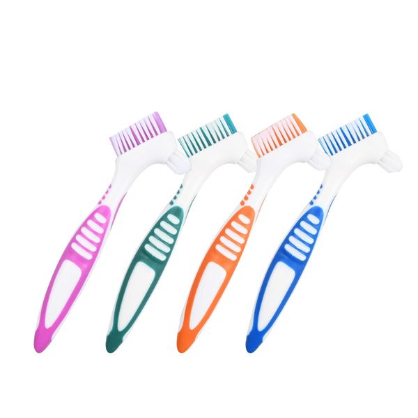 Denture Toothbrush Denture Cleaning Brush Denture Toothbrush 4pcs Denture Toothbrush Portable Double Sided Oral Care Ergonomic Home Use