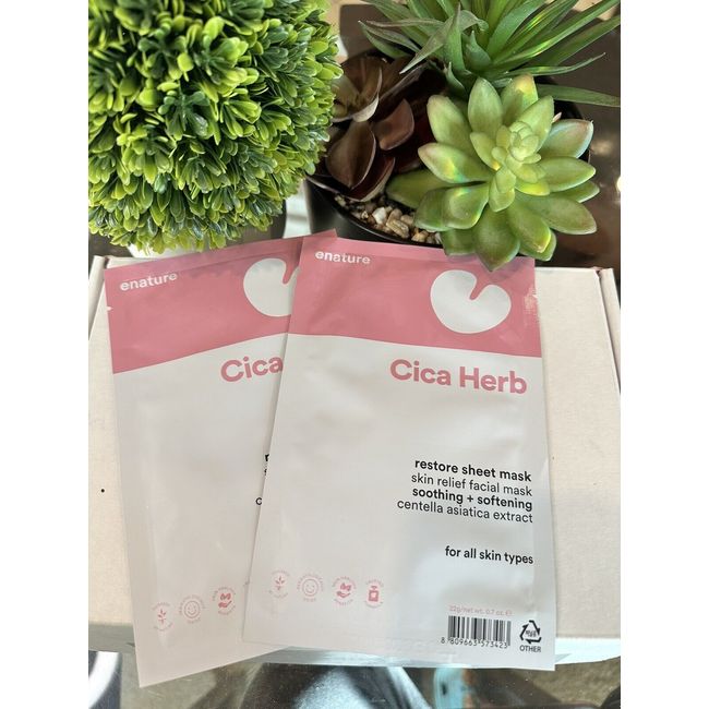 Lot Of 2 ENATURE Cica Herb Restore Sheet Mask NEW