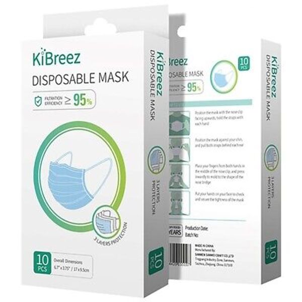 KiBreez General Purpose Disposable Mask White 10 pk