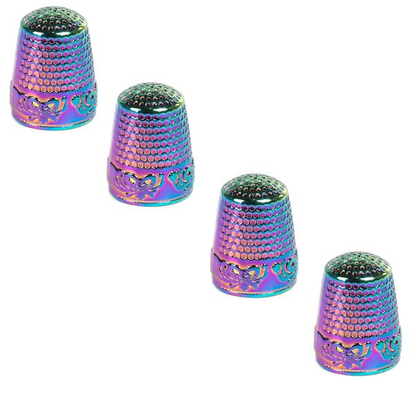 AXEN 4 Pieces Sewing Thimble, Metal Sewing Thimble Finger Protector, Accessories DIY Sewing Tool, Dazzle Gold