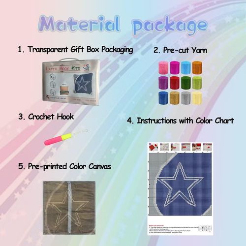 bositigo Latch Hook Kits for DIY Throw Pillow Cover, Colorful Handmade Pillow Case for Home Decoration, Festival Gift 17x17inch (Flower-BZ192)