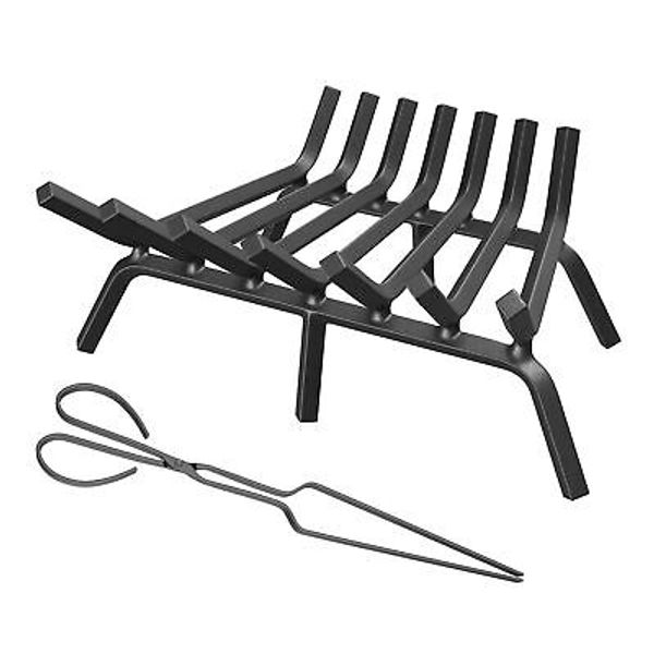 MESTYL Fireplace Grate 21 Inch Heavy Duty Wrought Iron Fireplace Log Grate, 3...