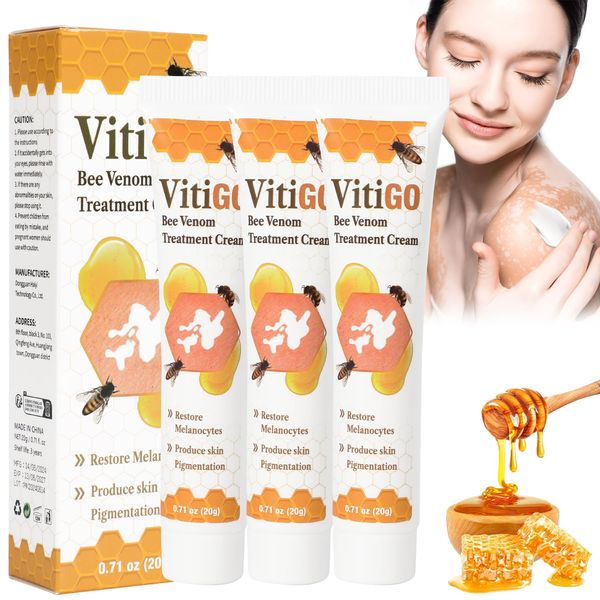 nozuonodei Vitiligo Bee Venom Treatment Cream, Skin Topical Cream, Vitiligo Treatment，Bee Venom Treatment, Natural Formula(3PCS)