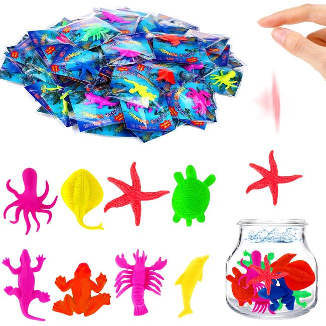 144 Pack Water Growing Sea Creatures Animals, Pool Party Favors Under the Sea Water Growing Toys Expandable Animals for Boys and Girls Party Supplies Goodie Bags Fillers, Random Sea Creatures