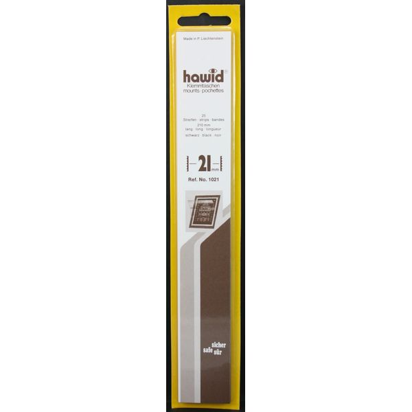 Hawid 25 210x21mm stamp mount strips - Black