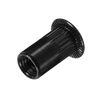 sourcing map M5 Rivet Nuts Carbon Steel Knurled Flat Head Threaded Insert Nut Black 60Pcs
