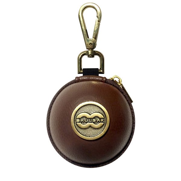 Ballsak Pro - Brass/Brown - Clip-on Cue Ball Case, Cue Ball Bag for Attaching Cue Balls, Pool Balls, Billiard Balls, Training Balls to Your Cue Stick Bag Extra Strong Strap Design!**