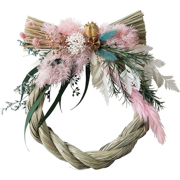 SOMU Hanawa Wreath Preserved Flower New Year Wreath Shimenawa Ornaments (Hatsuyume, Φ20cm)