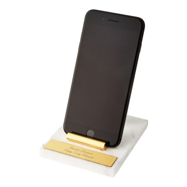 THINGS REMEMBERED Engraved White Marble Phone Stand (Free Customization)