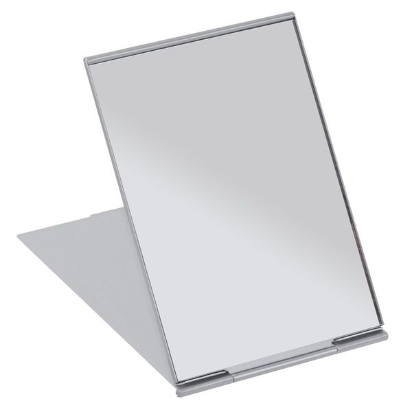 FRCOLOR Portable Makeup Mirror, Folding Mirror, Compact Mirror, 4.5 x 3.1 inches (11.5 x 8 cm), Convenient to Carry (Silver)