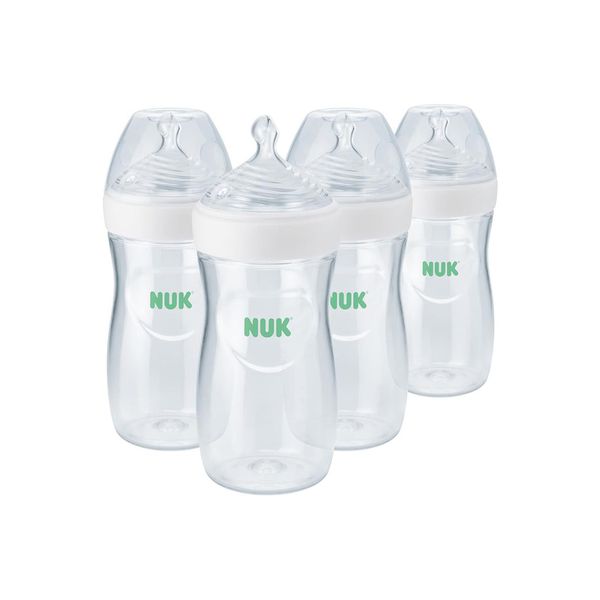 NUK Simply Natural Baby Bottle with SafeTemp, Neutral, 9 Oz, 4 Count