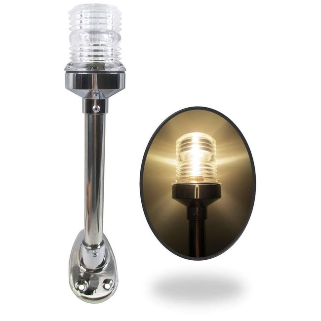 Pactrade Marine Stern Light Stainless Steel Tubing CPB Base BA15D Bulb 12VDC Splashproof