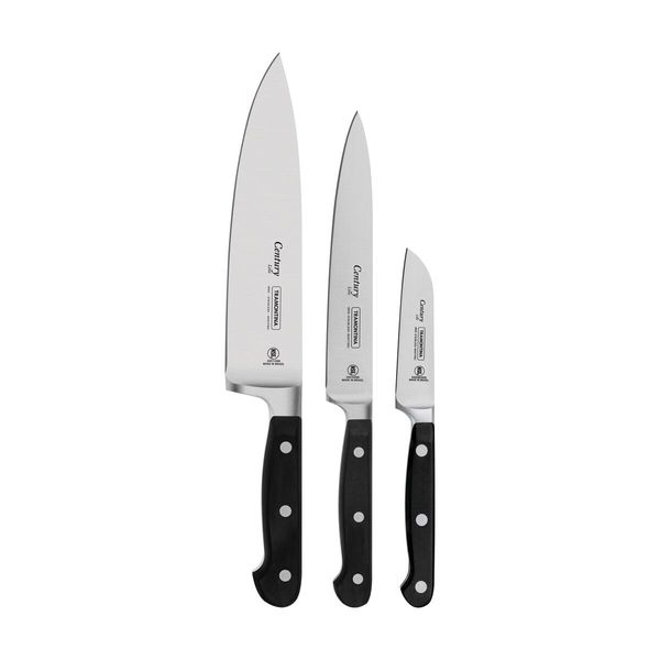 Tramontina 24099/037 Century Knife, Set of 3, Reinforced Stainless Steel, Forged Molding, NSF Certified, Dishwasher Safe, Respect for the Aged Day, Housewarming Gift, Made in Brazil