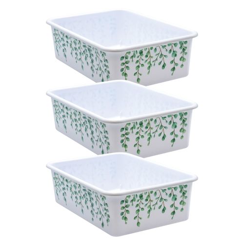 Teacher Created Resources Eucalyptus Large Plastic Storage Bin, Pack of 3