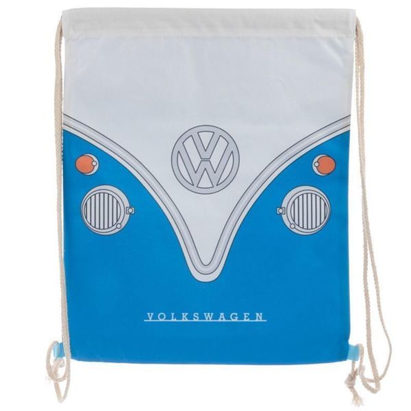 Puckator Volkswagen VW T1 Camper Bus Blue Drawstring Bag - Swimming Bag - Drawstring Bags For Kids - Gym Pe Bag - Festival Bags For Women - Gymnastics Bag - String Sport Bag - Backpack Yoga Equipment