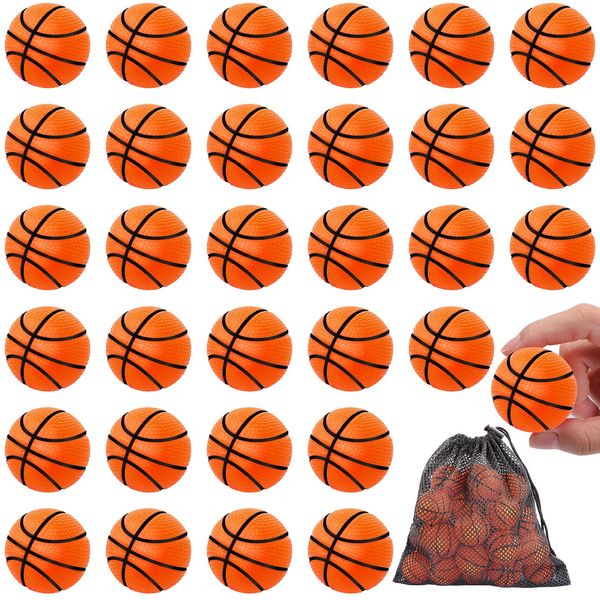 Mini Basketball Stress Balls,30 Pack Mini Foam Sports Balls,1.6 Inch Mini Basketballs for Kids,Stress Relief Squeeze Balls Bulk for School Carnival Reward Theme Party Favor Toys Game Decorations