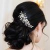 Handcess Bride Wedding Crystal Hair Combs Silver Leaves Headpiece Rhinestone Bridal Hair Accessories for Women and Girls