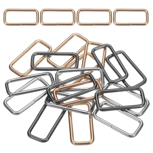 sourcing map 18Pcs Metal Rectangle Ring Buckles, 4/5" x 1 1/2" Square Strap, Multicolor