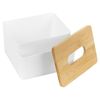Bamboo Lid Tissue Dispenser Adjustable Makeup Storage Compartments Box Organiser