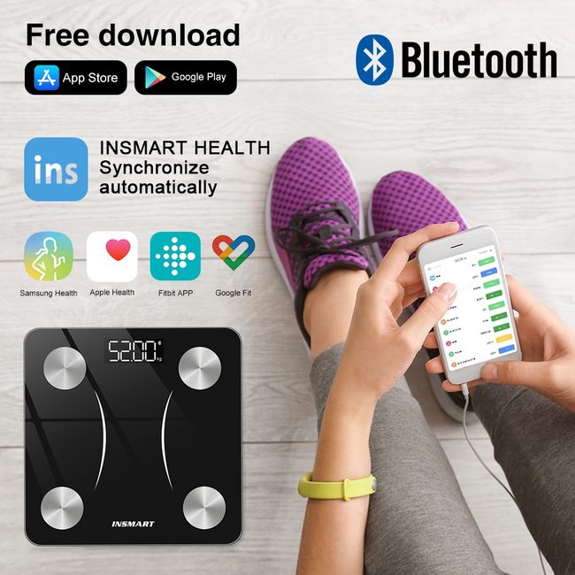 INSMART Digital Body Weight Scale Bluetooth Smart Electronic Digital  Bathroom Scales Weighing Balance BMI Analyzer