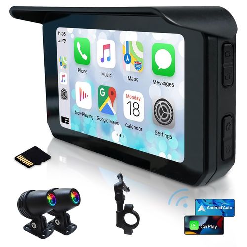 NikoMaku SM-1 Smart Drive Recorder for Motorcycles, 5-inch LCD Monitor, Equipped with SONY307 Sensor, IPX7 Overall Waterproof, Dustproof, Waterproof Front and Rear Camera, 1080P + 1080P, Compatible