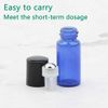 Rowiz 35PCS 3ml Colorful Glass Roll on Bottles with Stainless Steel Roller Balls and Black Screwcap (Blue)