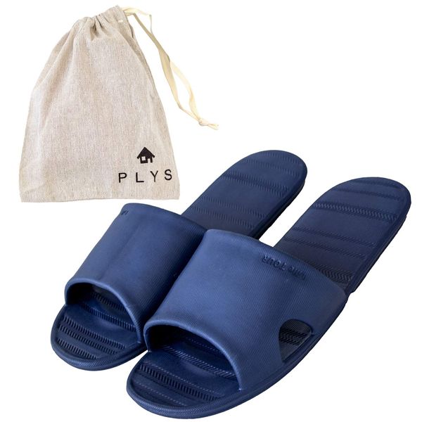 OKA PLYS Lille Tour Travel Sandals, Large, Navy, Foot Size: Up to 10.6 inches (27 cm) (Includes Storage Pouch, Lightweight, Compact, Waterproof)