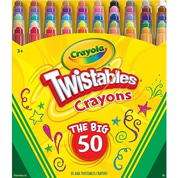 Crayola Mini Twistables Crayons (50 Ct), Kids Back To School Supplies, For Preschool & Kindergarten, Crayons For Toddlers & Kids, Ages 3+