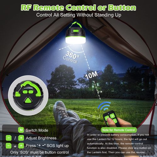 LED Camping Lights Lanterns Rechargeable, Hanging Tent Lights Remote,1000LM Up to 150H Running, Power Bank 5200mAh, 5 Light Modes, Magnetic, Waterproof Lantern Flashlight