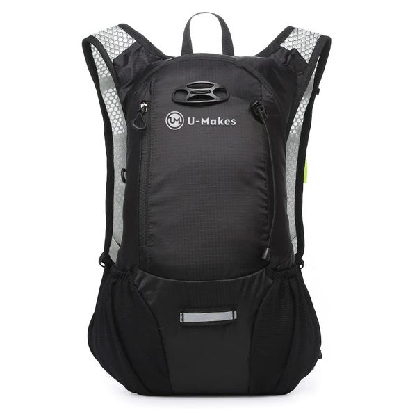 U-Makes Running Backpack Bag, Hydration, Trelan, Zack, Bicycle, Trails, Lightweight, 3.2 gal (10 L) No Shake, Lambadi (Black Model)