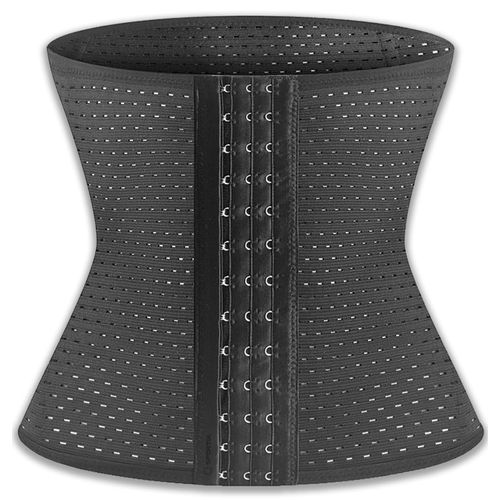 Sportia Women's Waist Cinching Corset with Built-In Bones, 3 Colors, Black