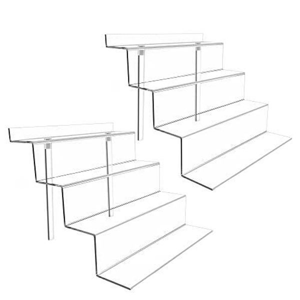 BYCY Display Stand 4 Tier Clear Display Riser 2 Pack Displays Perfume Organizers