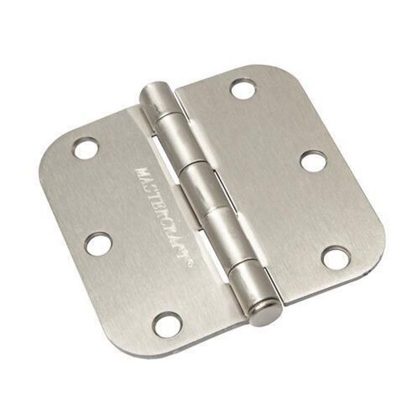 3-1/2" Satin Nickel Finish Door Hinges - 3 Pack, 5/8" Round, Removeable Pin