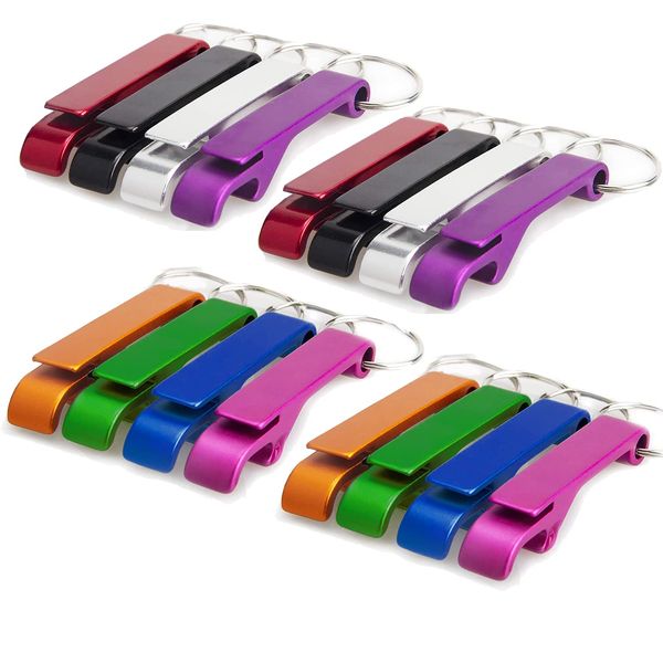 Set of 16 Bottle Openers, Portable, BetterJonny Bottle Opener, Key Chain, Easy to Carry, Bottle Opener, Key Ring, Aluminum, Lightweight, Travel, Overseas Blue, Green, Purple, Red, Black, Silver, Gold, Pink (8 Colors)