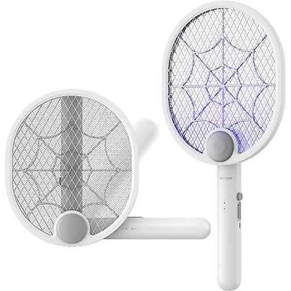 Electric Fly Swatter, Type-C Rechargeable Mosquito Swatter, Foldable, Dual Handh