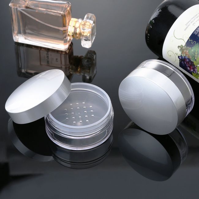  Hotop 3 Pieces 50 ml Plastic Empty Powder Case Face Powder  Makeup Jar Travel Kit Blusher Cosmetic Makeup Containers with Sifter and  Lids (Silver without powder puff) : Beauty & Personal Care