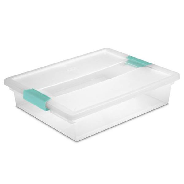 Sterilite Large 14 x 11 x 3.25" Clear Plastic Stackable Storage Container Bin Box Tote w/ Clear Latching Lid Organizing Solution for Home & Classroom