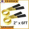 Pair 6' x 2" Flat Eye Web Lifting Sling Tow Strap With Flat Loops Anti-rust