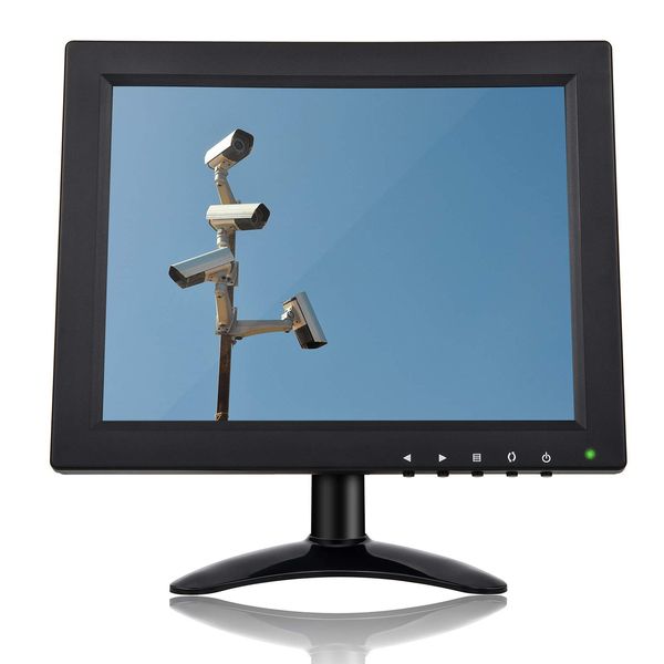 TPEKKA 10 Inch Security CCTV Monitor HD IPS 1024 x 768 Portable Mini TFT LCD Monitor BNC HDMI VGA AV Input for Computer PC FPV Screen DVR CCTV Cam Home Office Surveillance Raspberry Pi Gaming Display