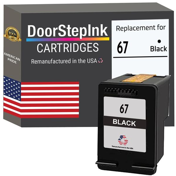 DoorStepInk Brand for HP 67 (3YM56AN) Black Remanufactured in The USA Ink Cartridge